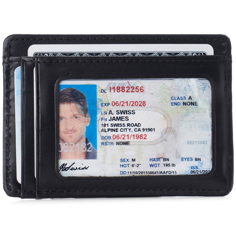 Alpine Swiss RFID Dermot Money Clip Front Pocket Wallet For Men Leather York Collection Smooth Finish Black - Image 2